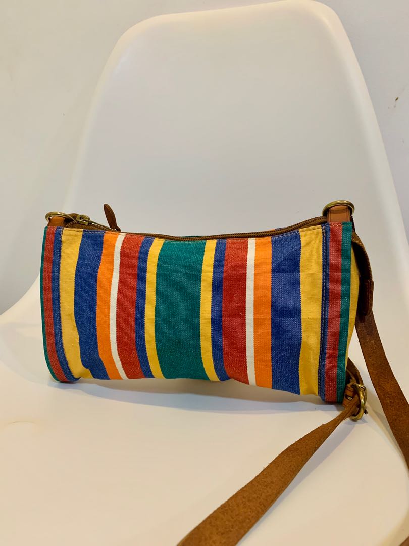 IL Bisonte Wanny Di Filippo Brown Sweater Plaid Cross Body Messanger Bag Vintage