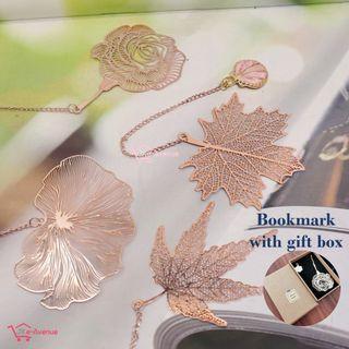 Rose Gold Metal Bookmark with Tassel and Gift Box for Teachers Children Day - Elegant Classic Retro - Stainless Steel