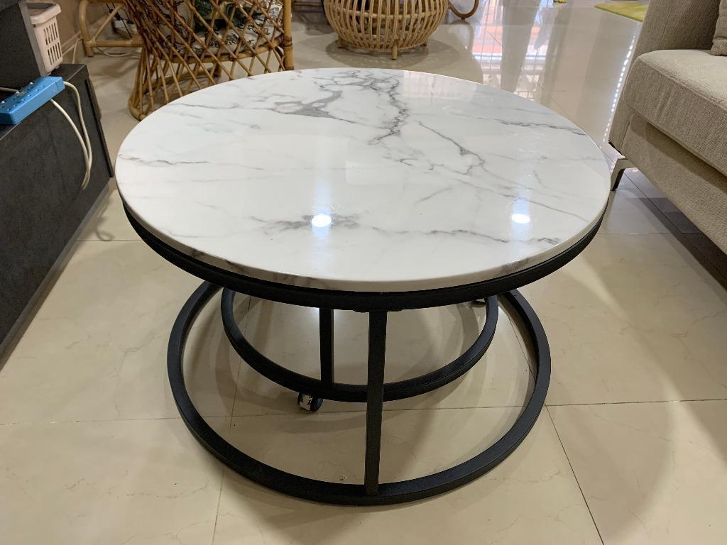 Round Marble Coffee Table, Furniture & Home Living, Furniture, Tables