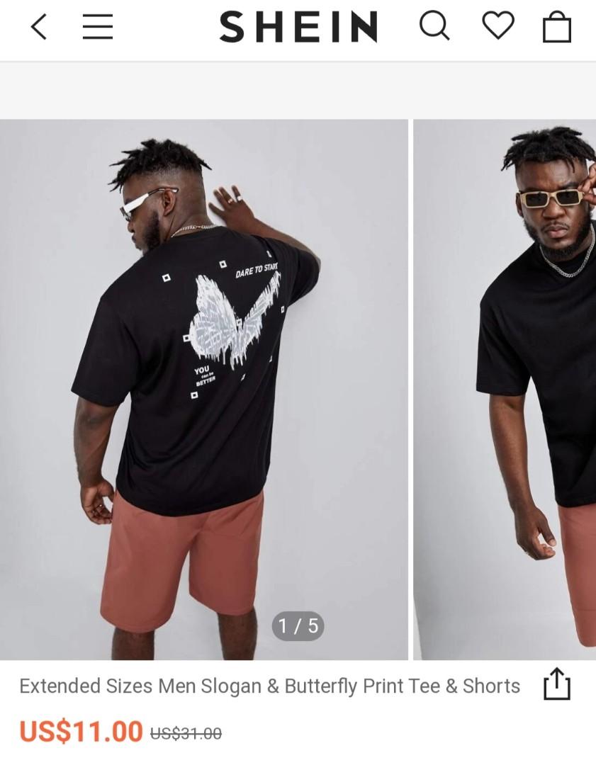 SHEIN Men 2XL 3XL 4XL Black Tshirt ONLY Men s Fashion Tops