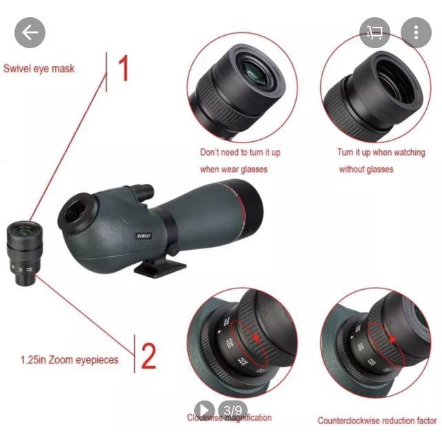 Svbony SV406P Spotting Scope 2060x60 ED Glasses, HD Dual Focus