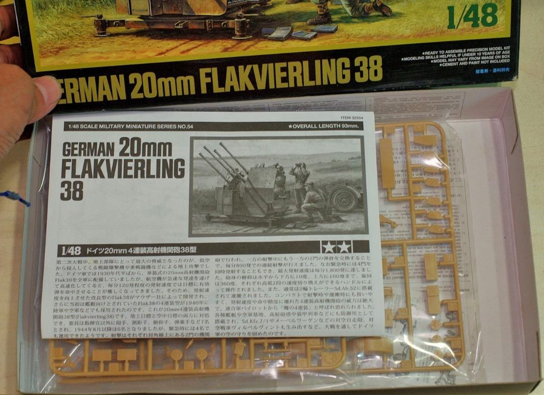 Tamiya 32554 – Kit Plastico 1/48 – Flakvierling 38 Tedesco 20mm Con Figure – Seconda Guerra Mondiale