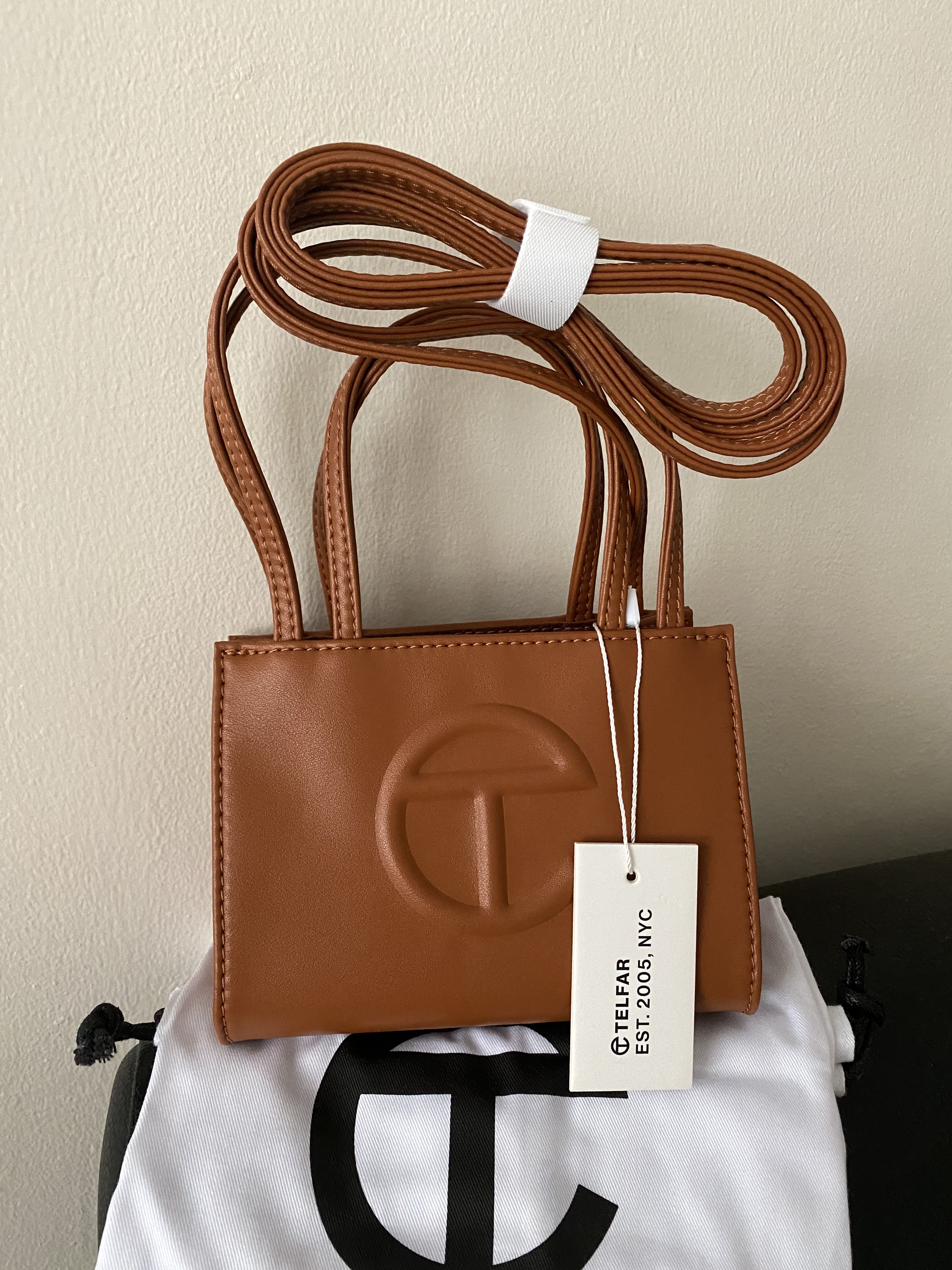 Telfar Small Tan Shopping bag, Luxury, Bags & Wallets on Carousell