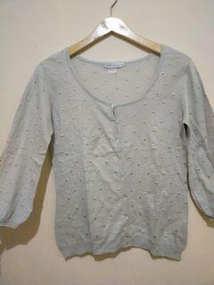 Thrift cardi rajut polka mint