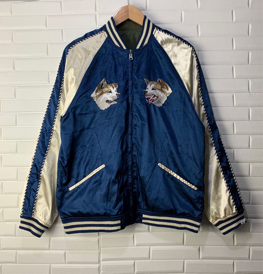 【reversible】military souvenir jacket L