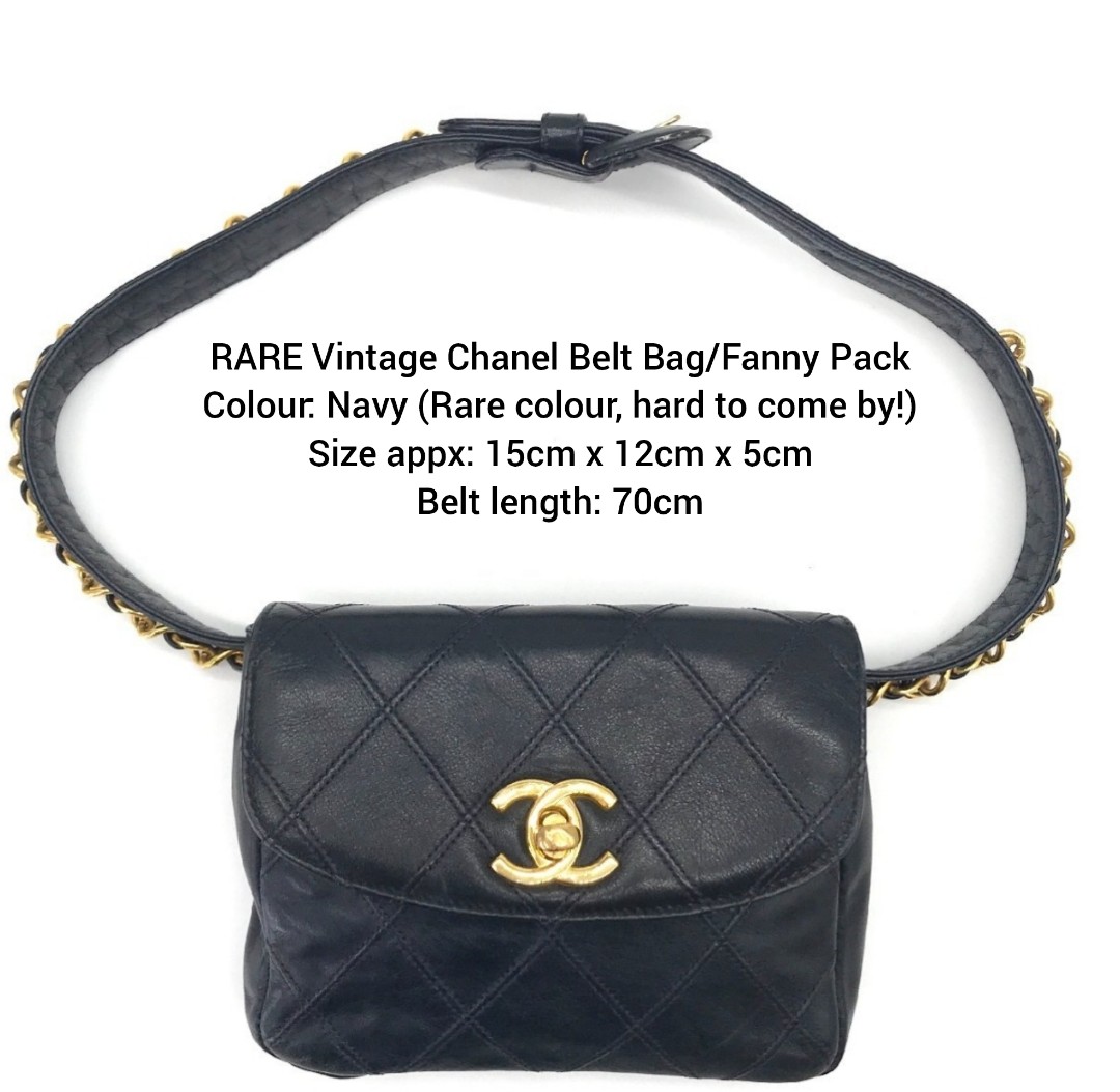 Vintage Chanel Belt Bag/Fanny Pack (Navy 💙), Luxury, Bags & Wallets on  Carousell