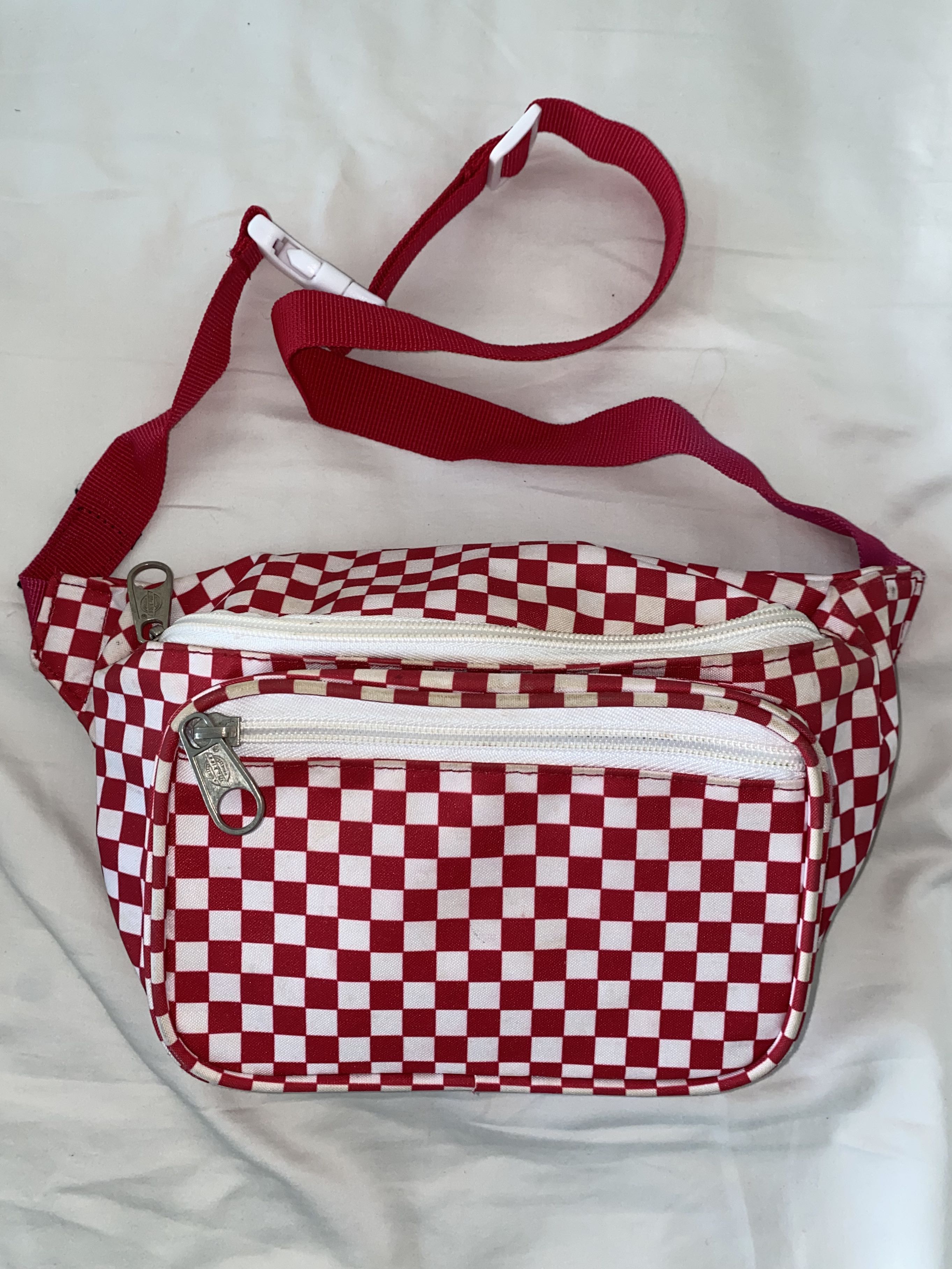 Red and white checkered fanny pack Clearance