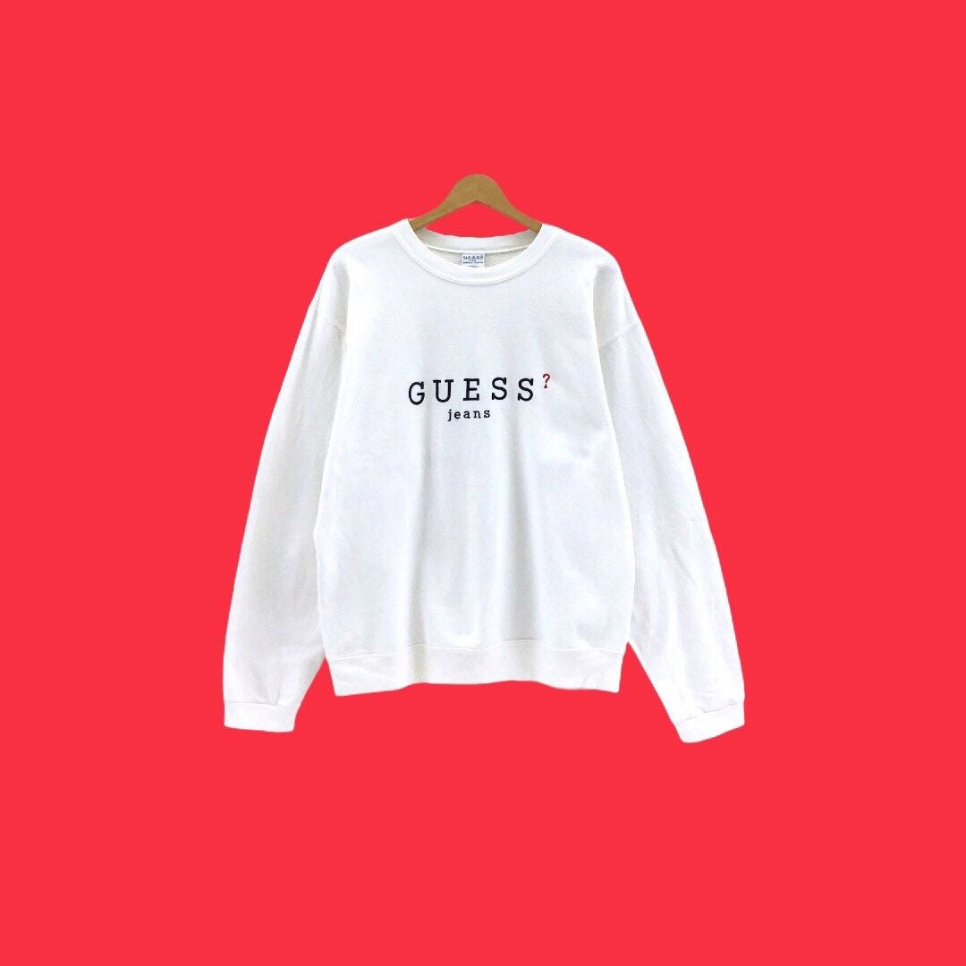 Vintage Guess Jeans Sweatshirt Biglogo Sulam Saiz M Men s Fashion