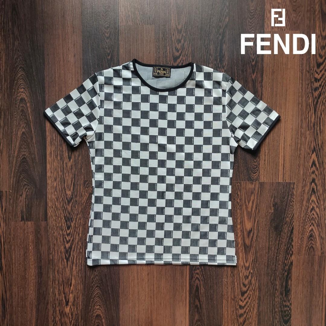 VINTAGE RARE FENDI ROMA BLOUSE Monogram Checker Shirt Luxury Apparel on Carousell