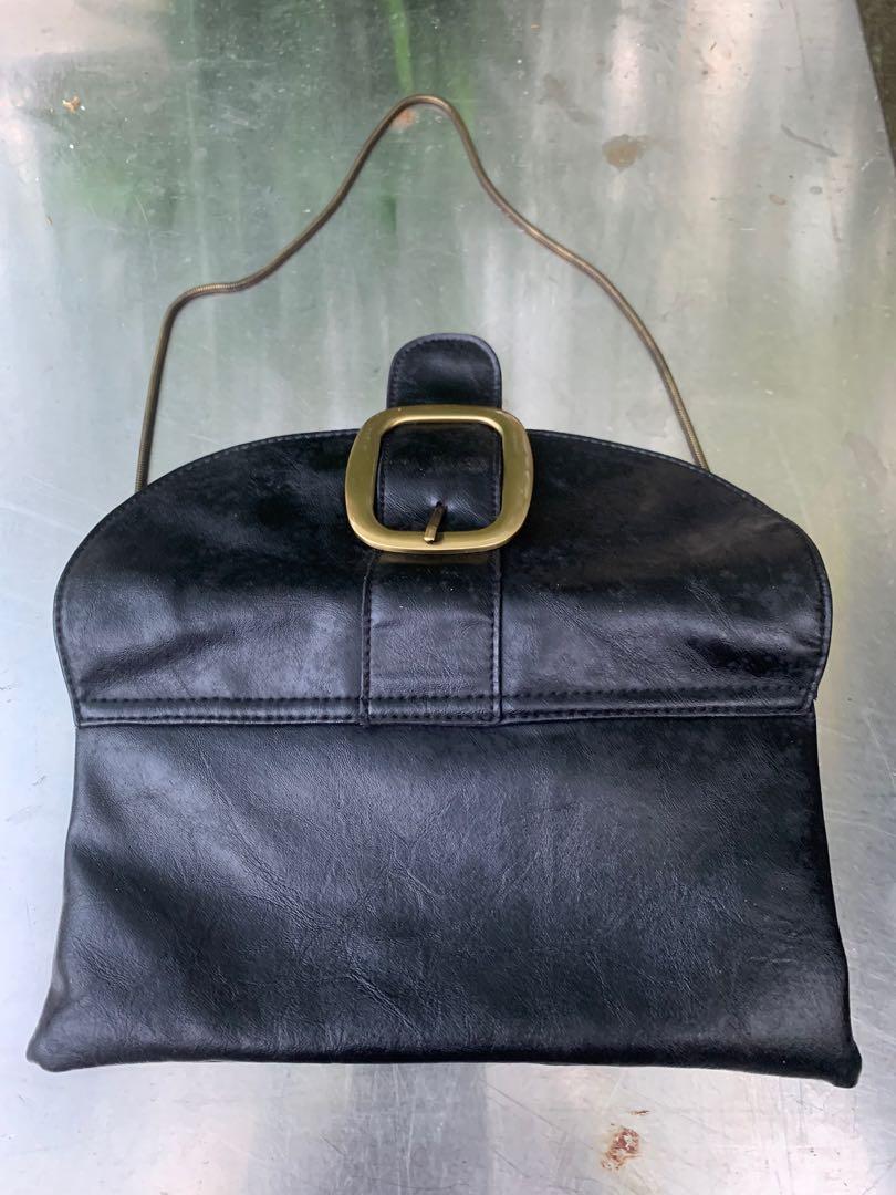 Warehouse brand black soft material clutch bag