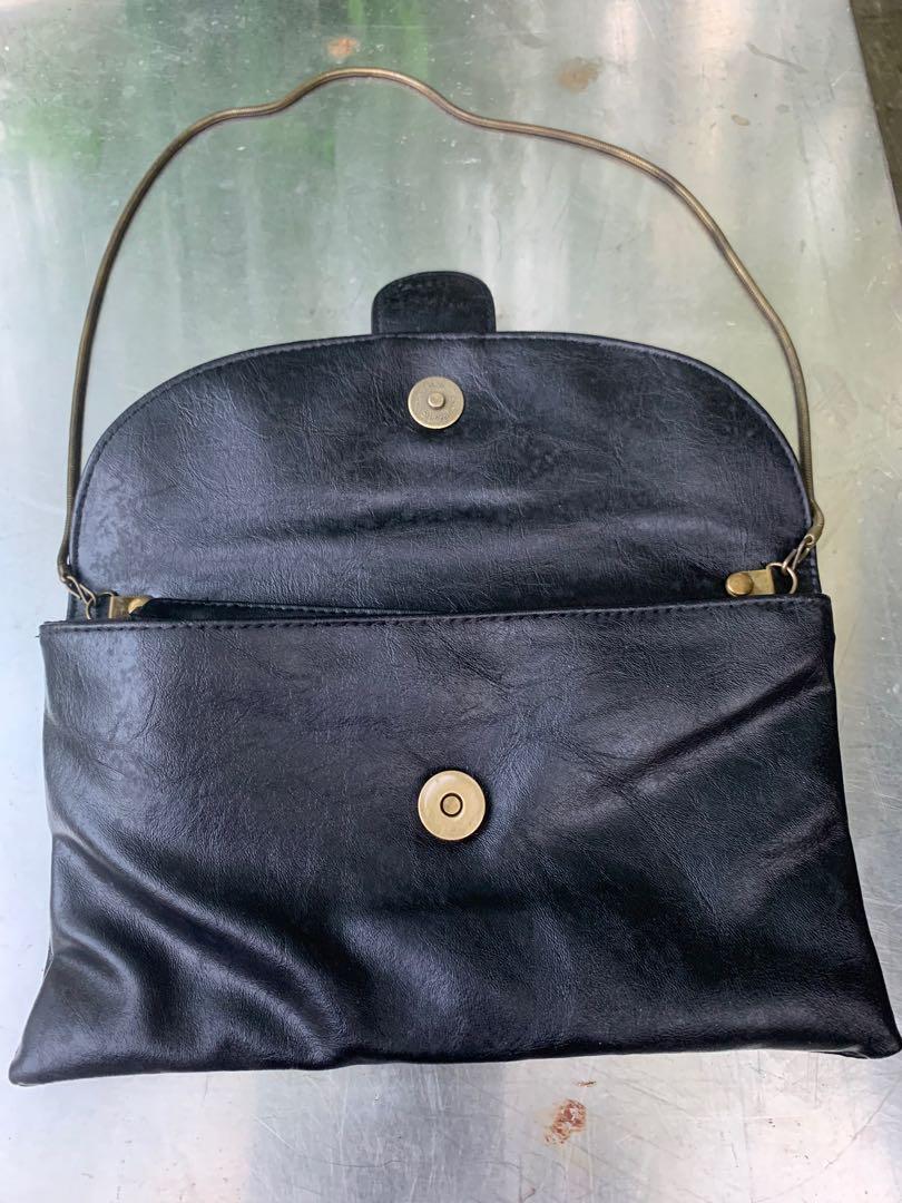 Warehouse brand black soft material clutch bag