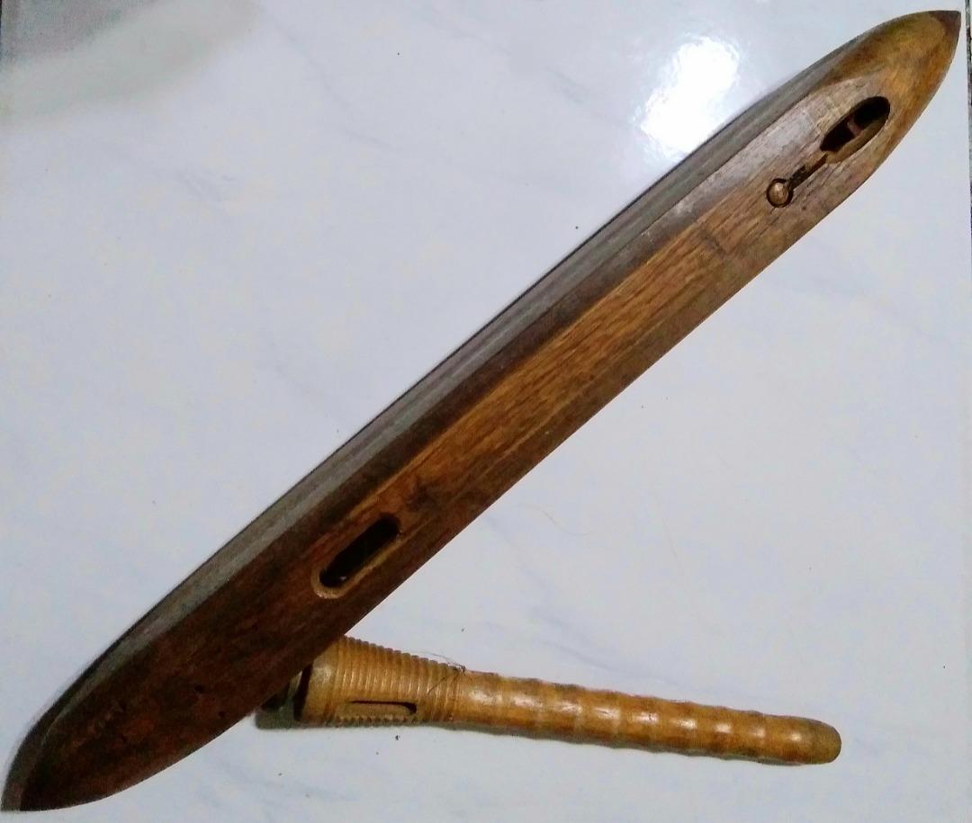 17.75" Vintage Loom Weaving Shuttle for Display and Collection (Category: Craft Supplies & Tools) located in Las Pinas. Submitted by mirlynncurioshop (Listing ID 1178079574, Image 3). Description: 17.75" Vintage Loom Weaving Shuttle for Display and Collection This an old, untested loom weaving shuttle. All the parts seem complete and working. The metal tips are firmly attached and the overall condition of the item is stable and sturdy. The only f