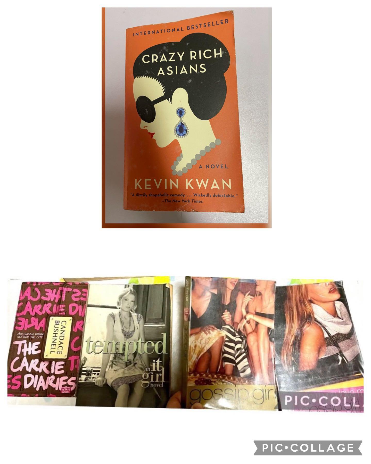 5 Romance Books (Category: Storybooks) located in San Juan City. Submitted by pepper92 (Listing ID 1173967844, Image 1). Description: -great condition -get all for only P120 -5 striking romance novels (including Crazy Rich Asians and Gossip Girl which were adopted into Hollywood movies/series).