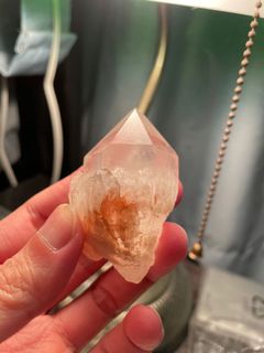 Translucent pink pineapple core scepter crystal 264243933457283110