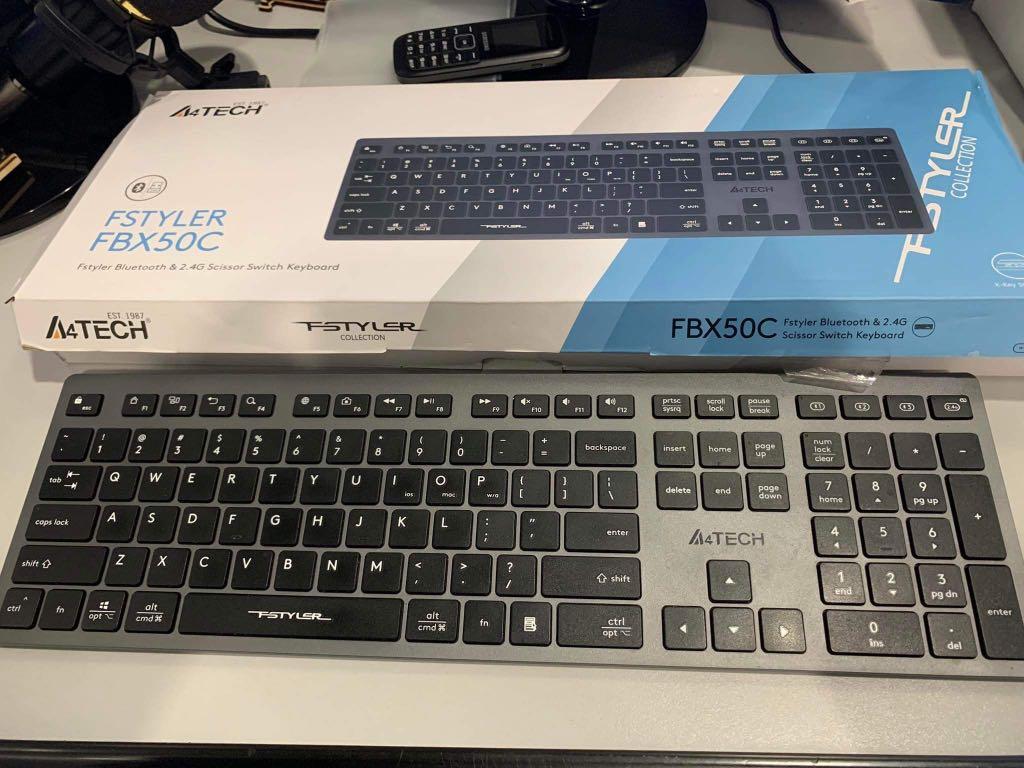 A4Tech Fstyler FBX50C Bluetooth & 2.4G Scissor Switch Keyboard Black ...