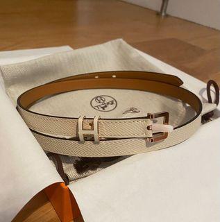 Authentic Hermes Pop H Belt Craie Epsom Leather Rose Gold Hardware Belt