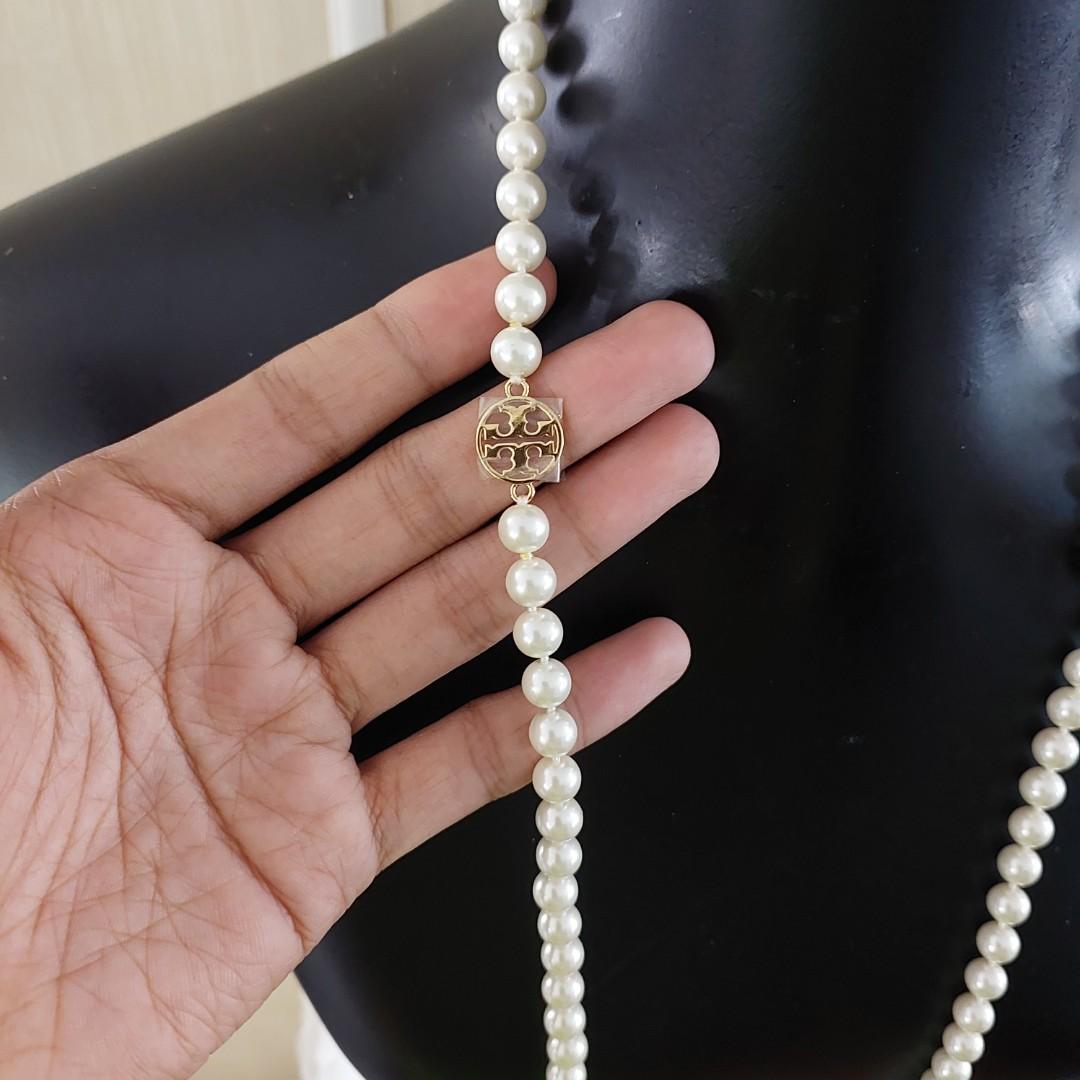 Authentic Tory Burch long pearl necklace, Luxury, Accessories on Carousell