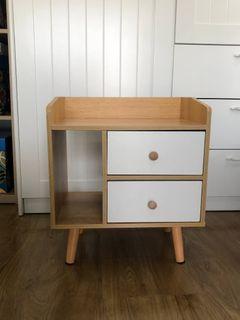 Bedside Table Nordic Style, (2 Drawers, 1 Compartment)