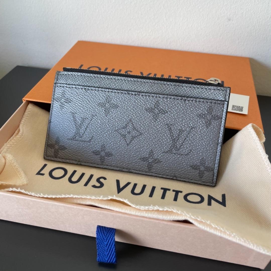Louis Vuitton Pocket Organizer Monogram Antarctica Taiga White in Taiga  Leather/Coated Canvas with Silver-tone - US