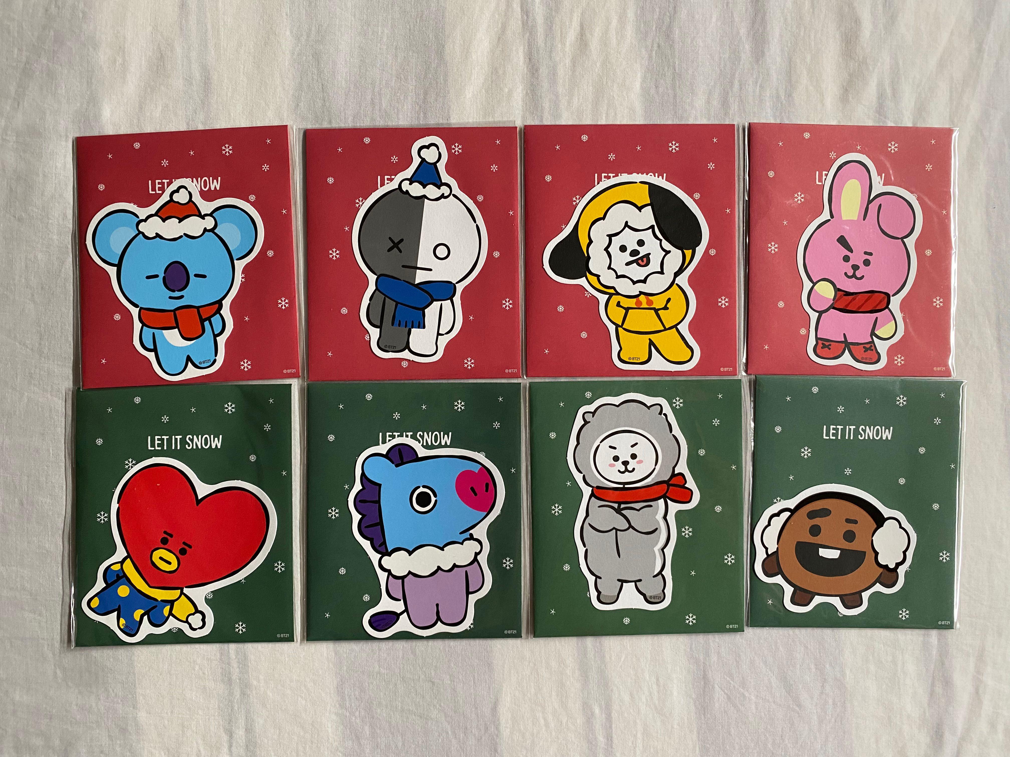 BT21 christmas stickers, 興趣及遊戲, 手作＆自家設計, 文具 Carousell