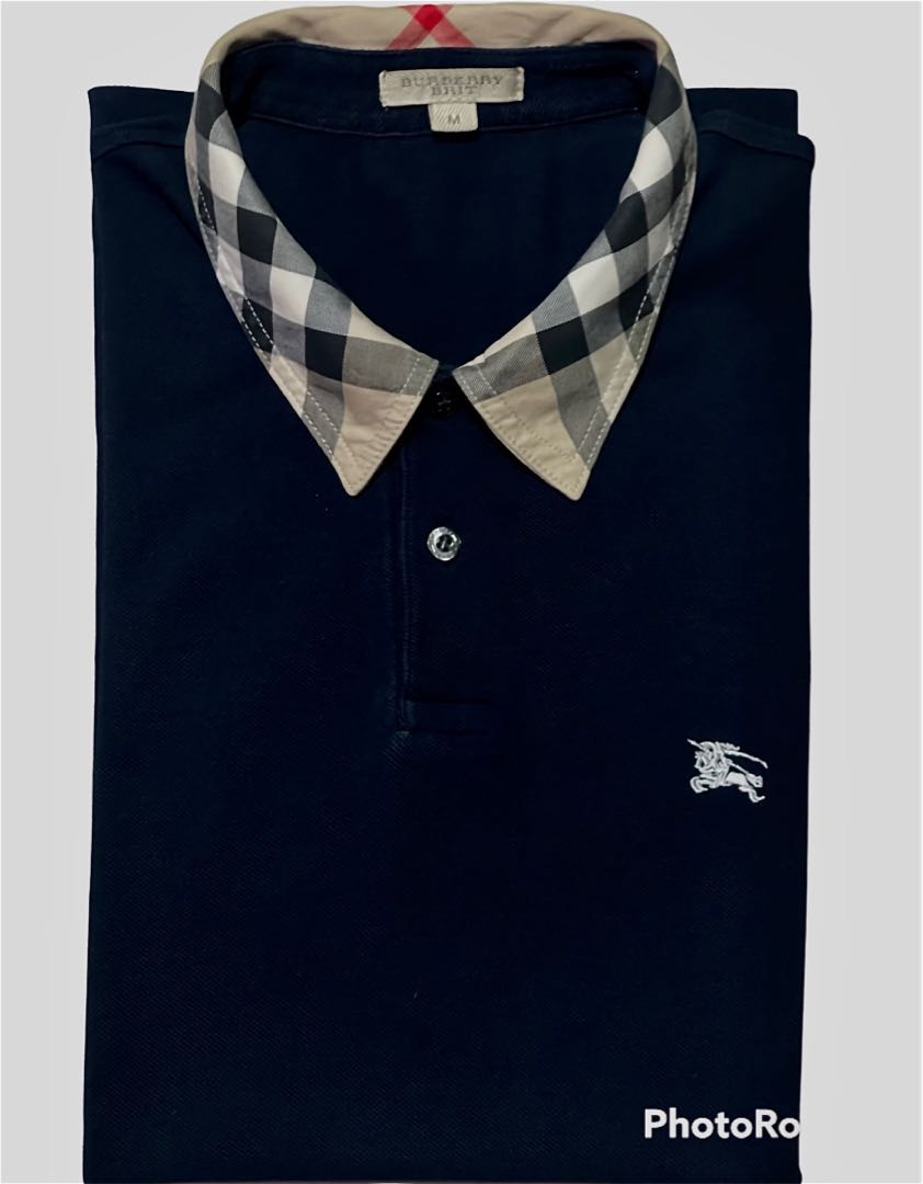 Burberry Polo Dark Navy Blue Medium Men s Fashion Tops