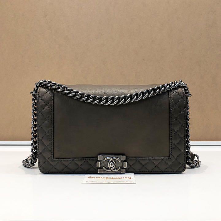 Chanel Boy Reverso Taupe Calfskin RHW Women s Fashion Bags Wallets Shoulder Bags on Carousell