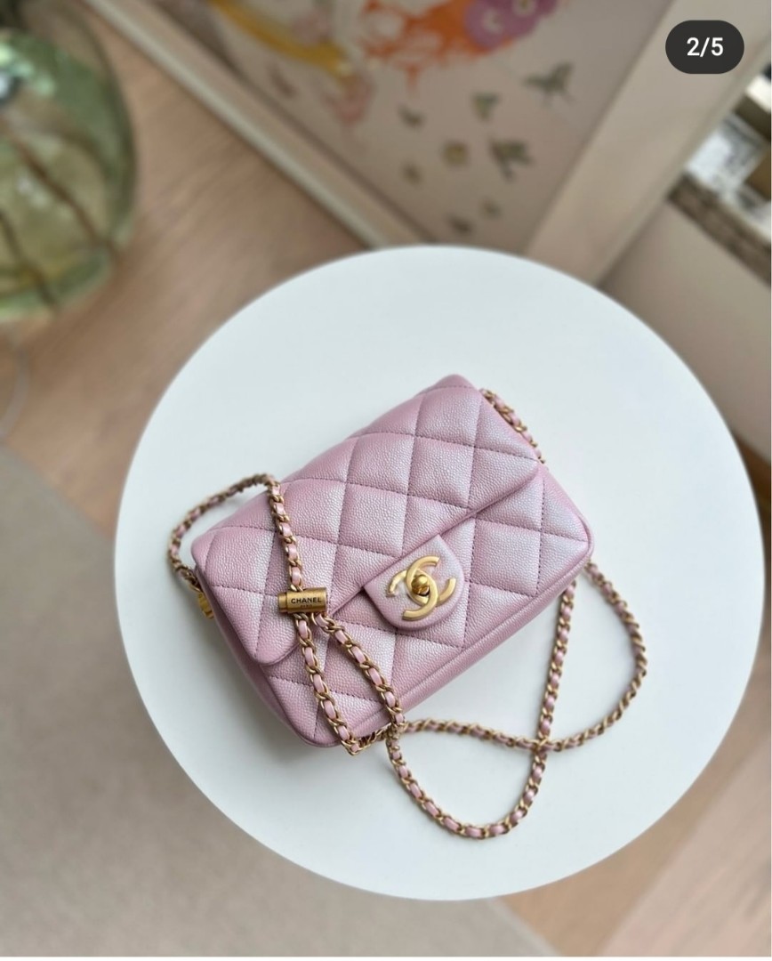 CHANEL Iridescent Caviar Quilted Mini My Perfect Flap Pink 856962