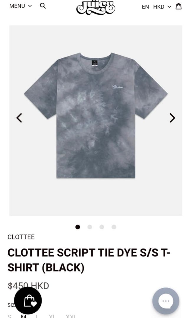 CLOTTEE script T-shirt tie dye black L and m size (原價$450）, 男