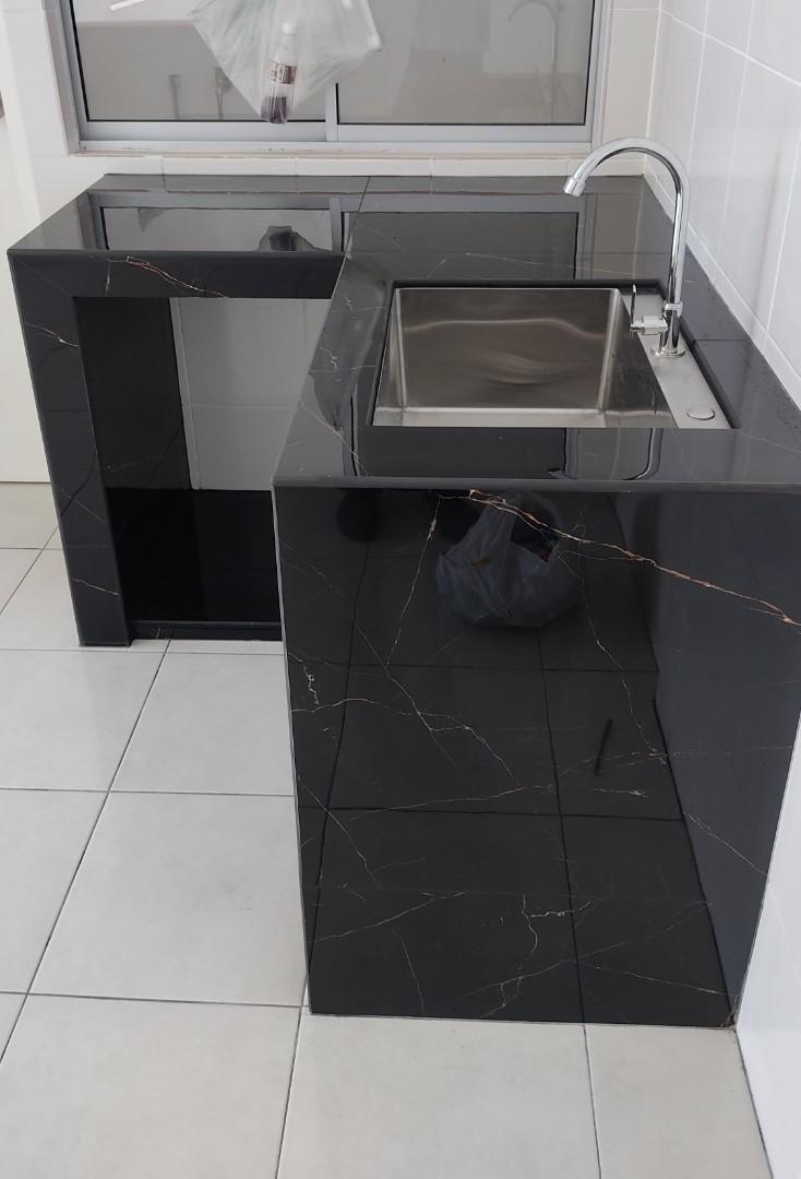 Black concrete store table top