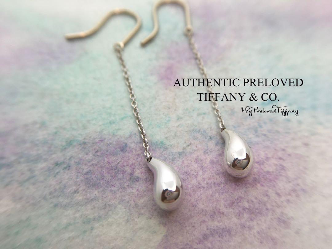 Excellent Tiffany Co Elsa Peretti Teardrop Chain Dangling Drop
