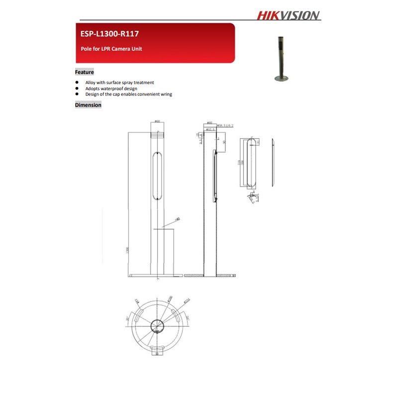 Hikvision L1300R117 Pole Mount Bracket For LPR IP Camera Unit