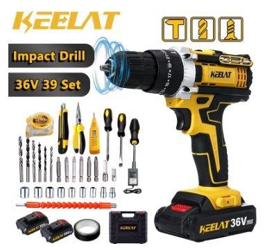 KEELAT SG Wall Drill 39pc Electric hand drill Cordless Drill Impact ...