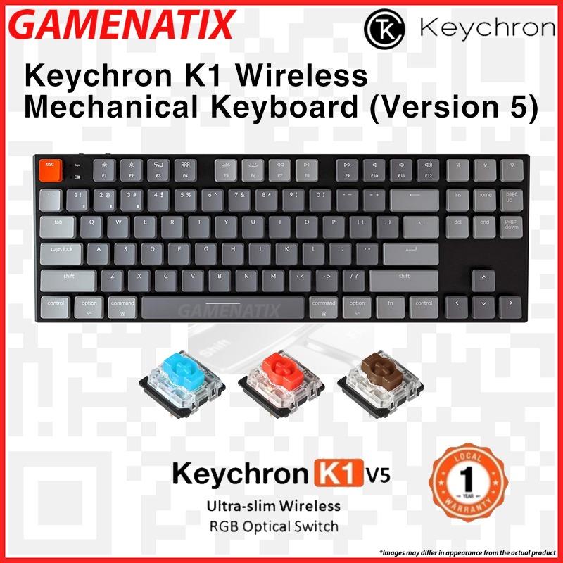 Keychron K1 V5 87 Key Ultra-Thin RGB Wireless Bluetooth/USB Wired TKL Mechanical  Gaming Keyboard, RGB LED Backlit Low Profile Blue Switches for Mac Windows,  N-Key Rollover, Computers & Tech, Parts & Accessories