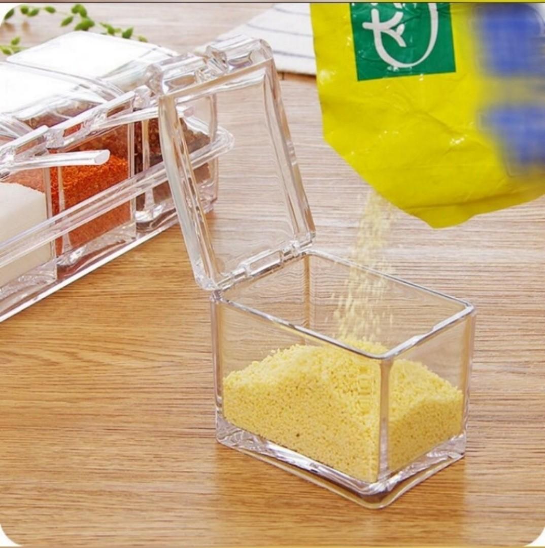 Kitchen Storage Box Seasoning Food Organiser Acrylic Plastic Container