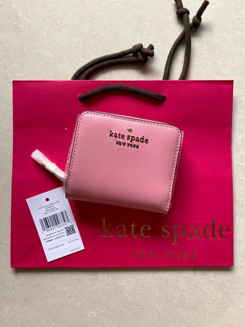 LAST PIECE INSTOCK Kate Spade Staci Small Zip Around Wallet Bifold Bright Carnation Pink