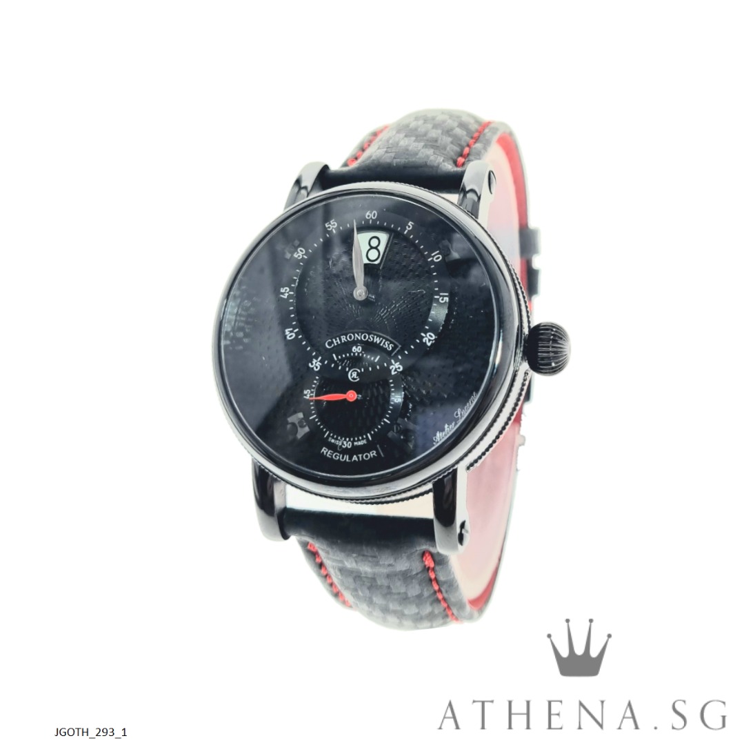 LIKE NEW CHRONOSWISS FLYING REGULATOR JUMPING HOUR ELABORATE 3D DIAL WITH BOX CERT CH 8325 BKBK