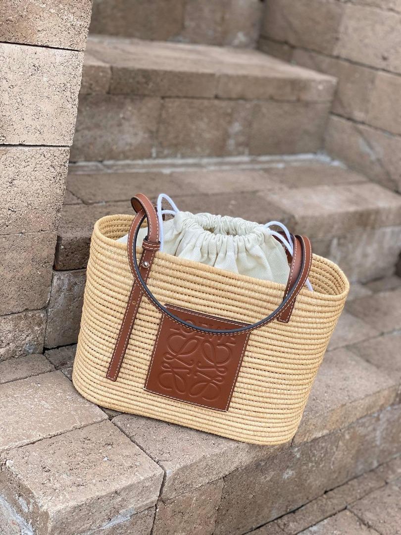 Loewe raffia Shigra Basket handbag shoulder open shopper tote casual beach storage bag
