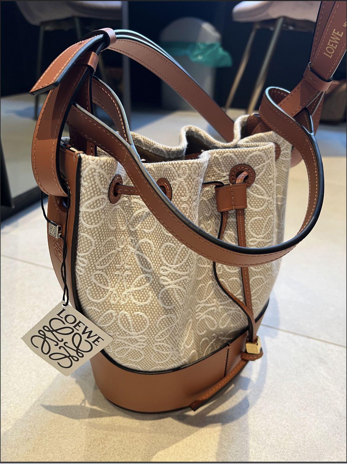 Loewe Small Balloon Bag in Anagram Jacquard and Calfskin, Women's