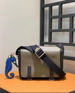 Loewe unisex crossbody shoulder flap military messenger bag compact leather satchel