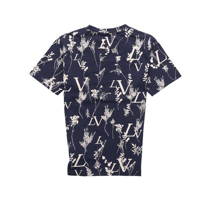 Louis Vuitton LV Men LV Leaf Discharge T-shirt Regular Fit Cotton-Blue -  LULUX