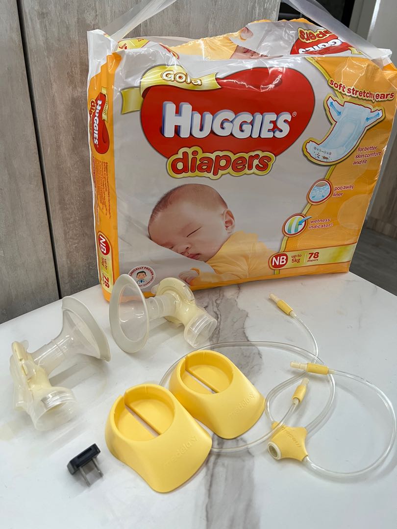 Medela Freestyle Breast Pump Accessories and Huggies Diaper NB, Babies