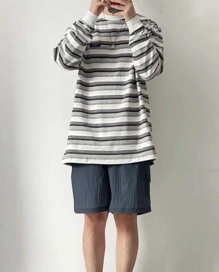 NAUTICA JP Multi Border Long Sleeve Tee City Boy Style, 男裝, 上身