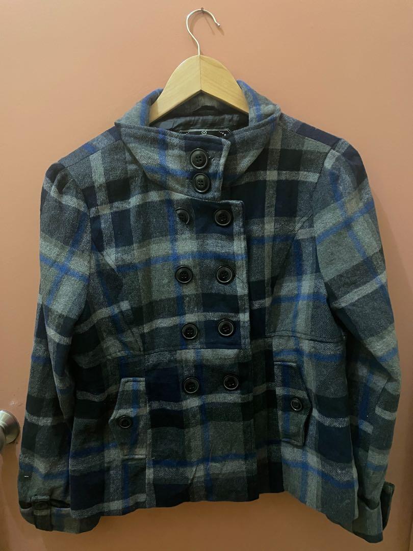Preloved Plaid WoolPolyester Collar Jacket XL (Minor Flaw-check  deets&pics), Women's Fashion, Coats, Jackets and Outerwear on Carousell