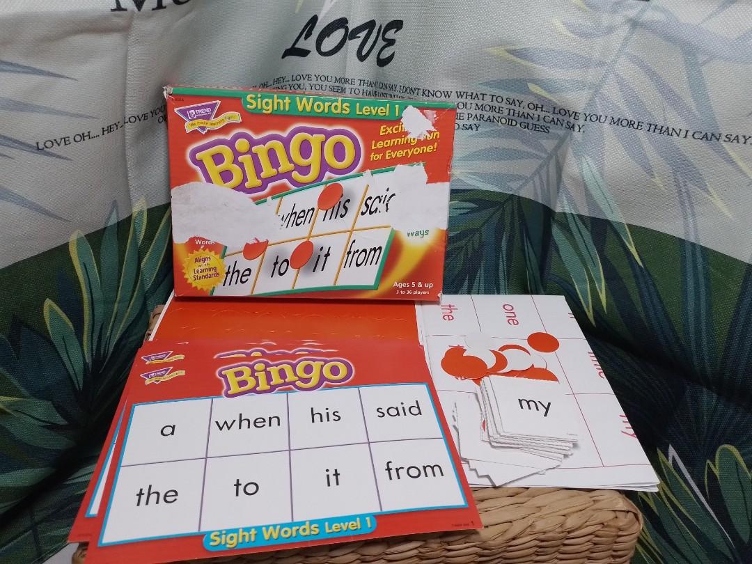 Sight Words Level 1 BINGO (Category: Educational & Learning Toys) located in San Juan City. Submitted by salesite (Listing ID 1178119536, Image 1). Description: Sight Words Level 1 BINGO We make learning FUN issue only the damage box.