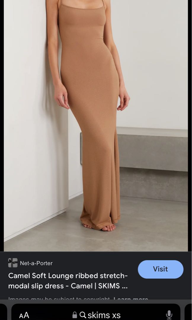 Skims Ribbed Soft Lounge Maxi Dress in Brown