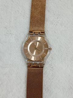 SWATCH Rose Gold Metal Knit Watch