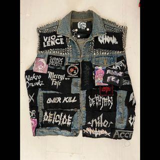 custom made leather jacket punk vest goth misfits danzig metal crust battle  vest