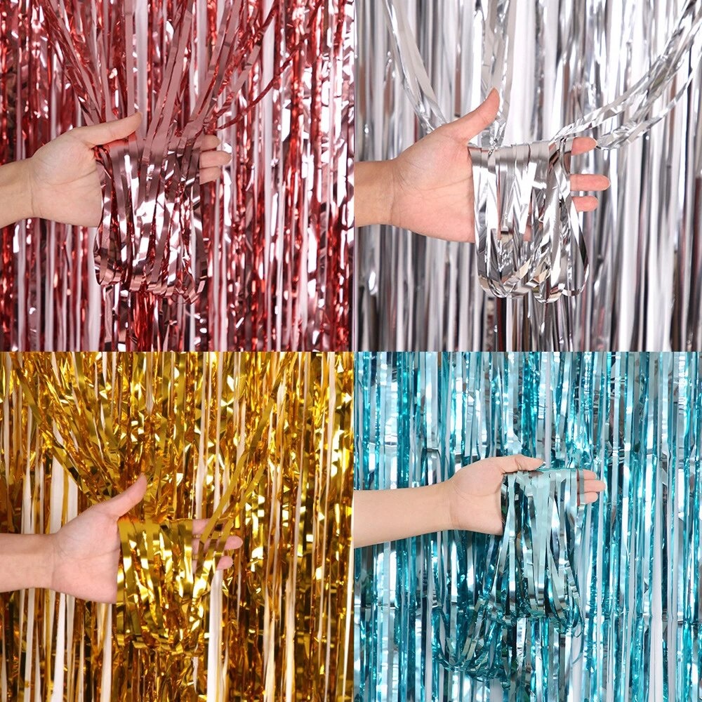 Tinsel Backdrop Fringe Photo Curtain for birthday party celebration