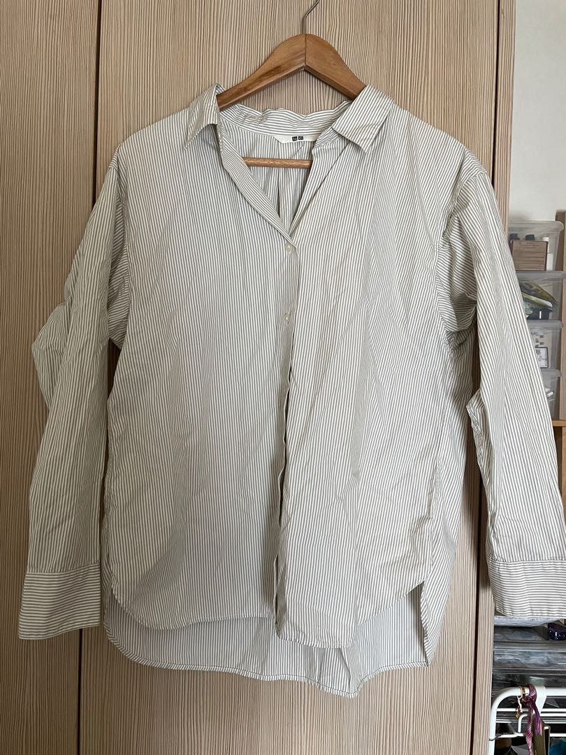 Uniqlo striped formal shirt, Women's Fashion, Tops, Longsleeves on