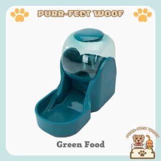 Water and Food Feeder/Dispenser for Pet Dogs and Cats - GREEN FOOD